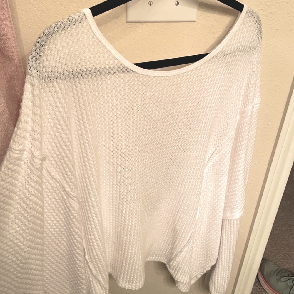 White free people, open back sweater